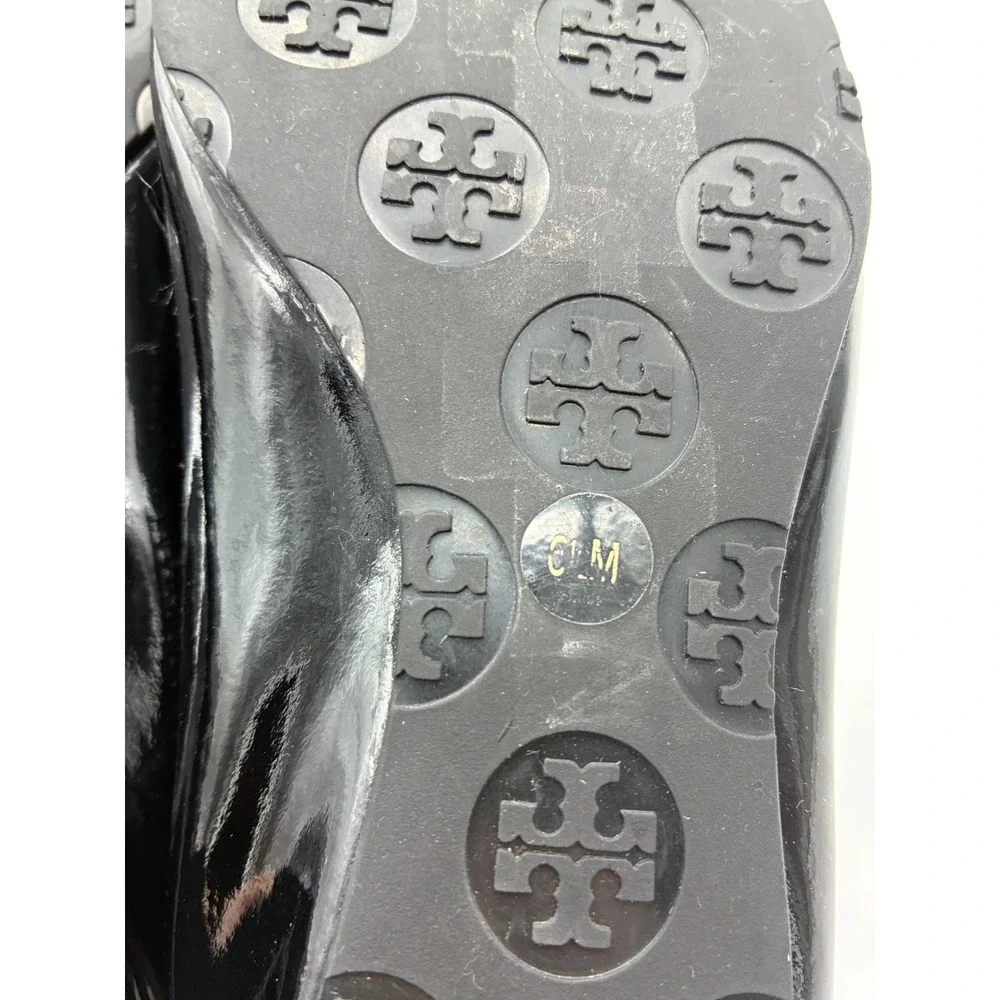 Tory Burch Reva Black Patent Leather Logo Medallion Ballet Flats Mens 6.5 M - Picture 6 of 6
